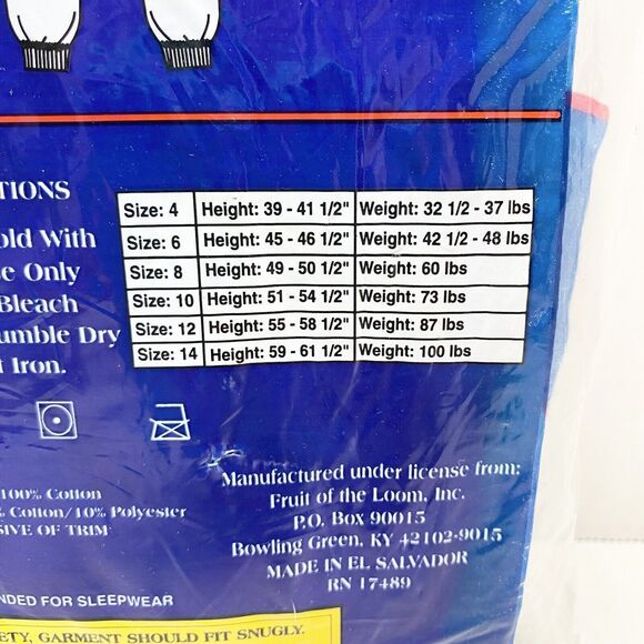 Vintage Walmart 2002 Fruit of the Loom Boys Size 10 Underwear Set Long Johns - Picture 6 of 9